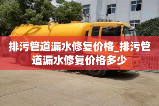 排污管道漏水修复价格_排污管道漏水修复价格多少