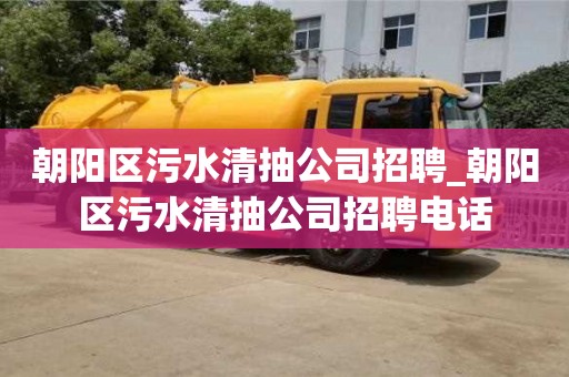 朝阳区污水清抽公司招聘_朝阳区污水清抽公司招聘电话