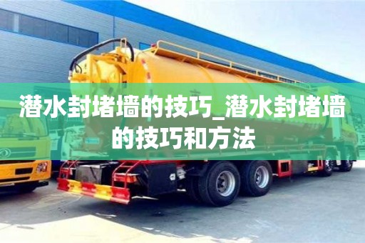 潜水封堵墙的技巧_潜水封堵墙的技巧和方法