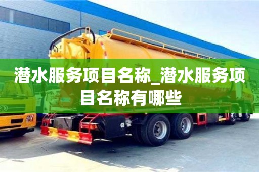 潜水服务项目名称_潜水服务项目名称有哪些