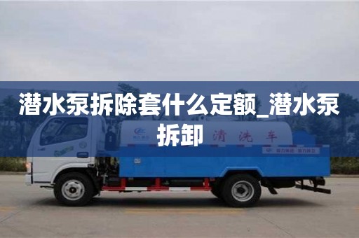 潜水泵拆除套什么定额_潜水泵拆卸